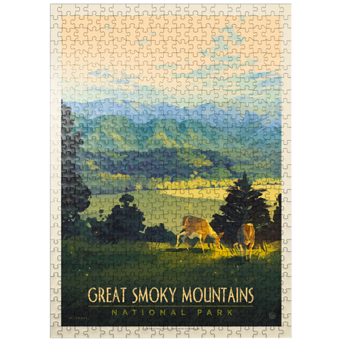 puzzleplate Great Smoky Mountains National Park: Dusk In Cades Cove, Vintage Poster 500 Jigsaw Puzzle