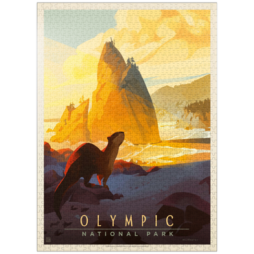 puzzleplate Olympic National Park: Sea Otter, Vintage Poster 1000 Jigsaw Puzzle