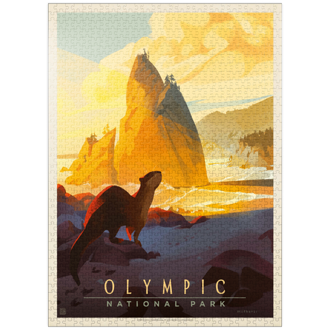 puzzleplate Olympic National Park: Sea Otter, Vintage Poster 1000 Jigsaw Puzzle