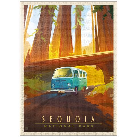 puzzleplate Sequoia National Park: Through The Trees, Vintage Poster 1000 Jigsaw Puzzle