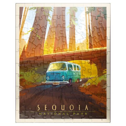 puzzleplate Sequoia National Park: Through The Trees, Vintage Poster 100 Jigsaw Puzzle