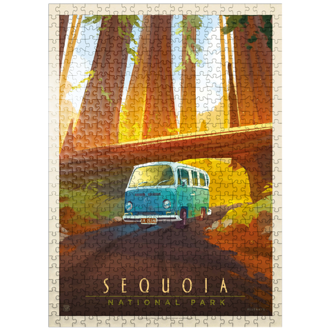 puzzleplate Sequoia National Park: Through The Trees, Vintage Poster 500 Jigsaw Puzzle