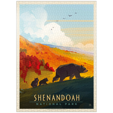 puzzleplate Shenandoah National Park: Mama Bear & Cubs, Vintage Poster 1000 Jigsaw Puzzle
