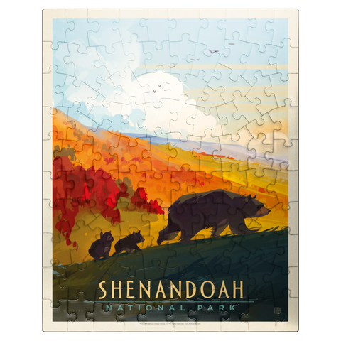 puzzleplate Shenandoah National Park: Mama Bear & Cubs, Vintage Poster 100 Jigsaw Puzzle