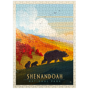 puzzleplate Shenandoah National Park: Mama Bear & Cubs, Vintage Poster 500 Jigsaw Puzzle