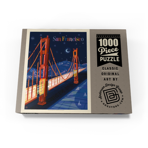 San Francisco: Golden Gate (Mod Design), Vintage Poster 1000 Jigsaw Puzzle box view3
