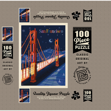 San Francisco: Golden Gate (Mod Design), Vintage Poster 100 Jigsaw Puzzle box 3D Modell
