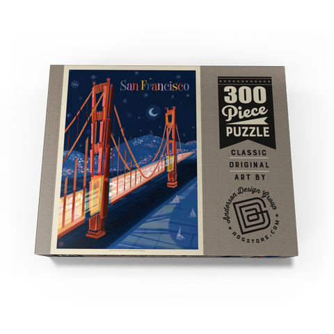San Francisco: Golden Gate (Mod Design), Vintage Poster 300 Jigsaw Puzzle box view3
