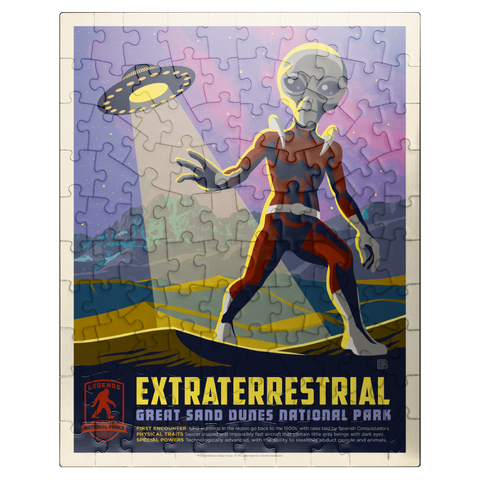 puzzleplate Legends Of The National Parks: Great Sand Dune's Extraterrestrials, Vintage Poster 100 Jigsaw Puzzle
