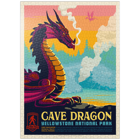 puzzleplate Legends Of The National Parks: Yellowstone's Cave Dragon, Vintage Poster 1000 Jigsaw Puzzle