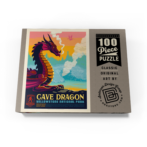 Legends Of The National Parks: Yellowstone's Cave Dragon, Vintage Poster 100 Jigsaw Puzzle box view3