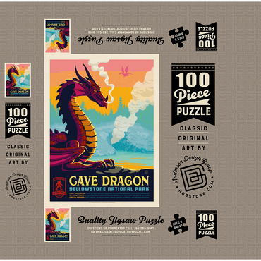 Legends Of The National Parks: Yellowstone's Cave Dragon, Vintage Poster 100 Jigsaw Puzzle box 3D Modell