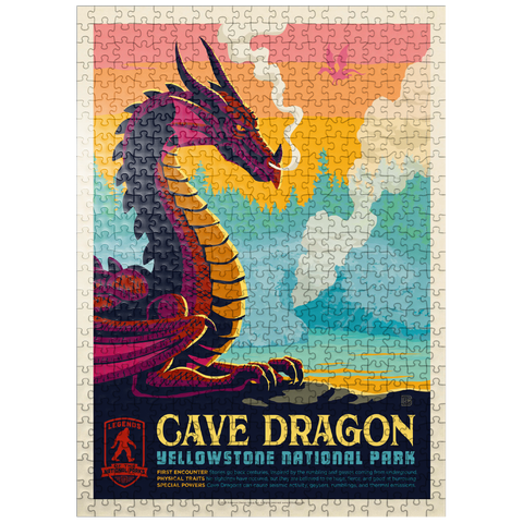puzzleplate Legends Of The National Parks: Yellowstone's Cave Dragon, Vintage Poster 500 Jigsaw Puzzle