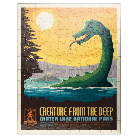 puzzleplate Legends Of The National Parks: Crater Lake's Creature From The Deep, Vintage Poster 100 Jigsaw Puzzle