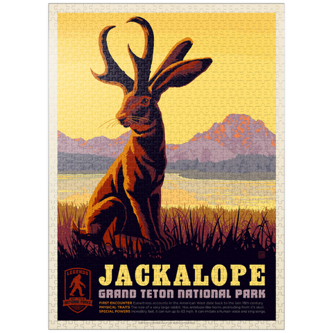 puzzleplate Legends Of The National Parks: Grand Teton's Jackalope, Vintage Poster 1000 Jigsaw Puzzle