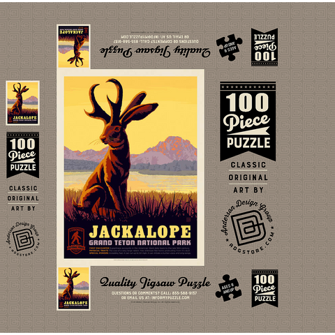 Legends Of The National Parks: Grand Teton's Jackalope, Vintage Poster 100 Jigsaw Puzzle box 3D Modell