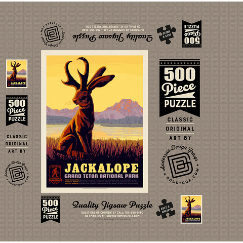 Legends Of The National Parks: Grand Teton's Jackalope, Vintage Poster 500 Jigsaw Puzzle box 3D Modell