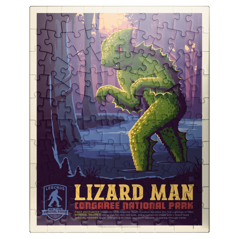 puzzleplate Legends Of The National Parks: Congaree's Lizard Man, Vintage Poster 100 Jigsaw Puzzle