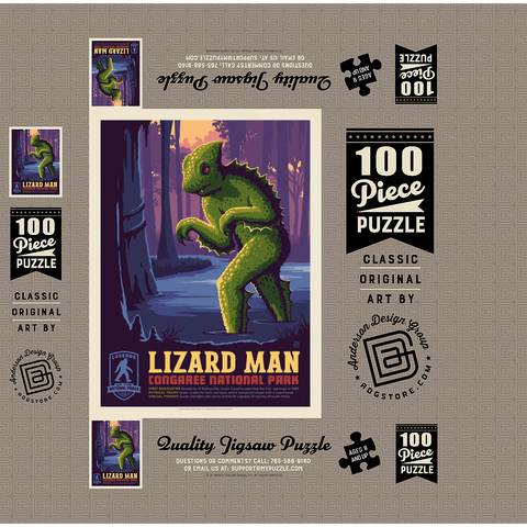 Legends Of The National Parks: Congaree's Lizard Man, Vintage Poster 100 Jigsaw Puzzle box 3D Modell