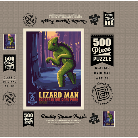 Legends Of The National Parks: Congaree's Lizard Man, Vintage Poster 500 Jigsaw Puzzle box 3D Modell