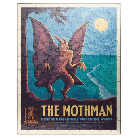 puzzleplate Legends Of The National Parks: New River Gorge's MothMan, Vintage Poster 100 Jigsaw Puzzle