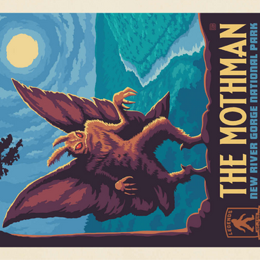 Legends Of The National Parks: New River Gorge's MothMan, Vintage Poster 100 Jigsaw Puzzle 3D Modell