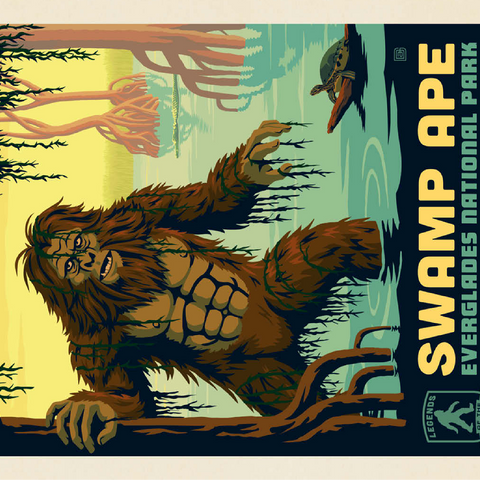 Legends Of The National Parks: Everglade's Swamp Ape, Vintage Poster 100 Jigsaw Puzzle 3D Modell