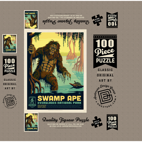 Legends Of The National Parks: Everglade's Swamp Ape, Vintage Poster 100 Jigsaw Puzzle box 3D Modell