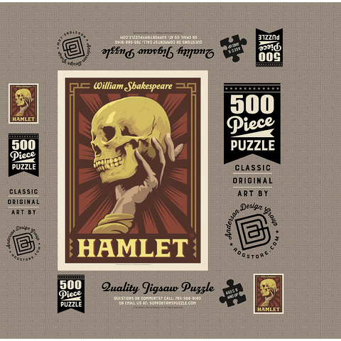 Hamlet: William Shakespeare, Vintage Poster 500 Jigsaw Puzzle box 3D Modell