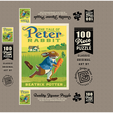 The Tale Of Peter Rabbit: Beatrix Potter, Vintage Poster 100 Jigsaw Puzzle box 3D Modell