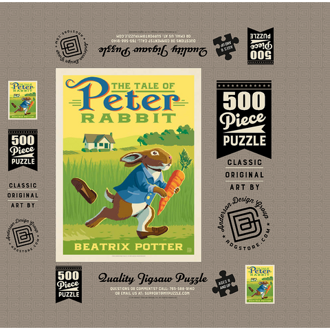 The Tale Of Peter Rabbit: Beatrix Potter, Vintage Poster 500 Jigsaw Puzzle box 3D Modell