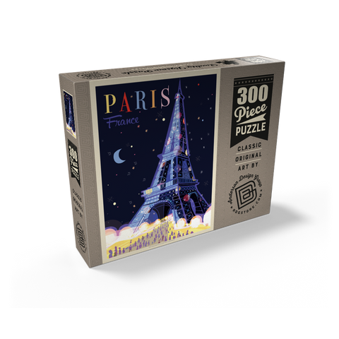 France: Paris, Eiffel Tower At Night (Mod Design), Vintage Poster 300 Jigsaw Puzzle box view2