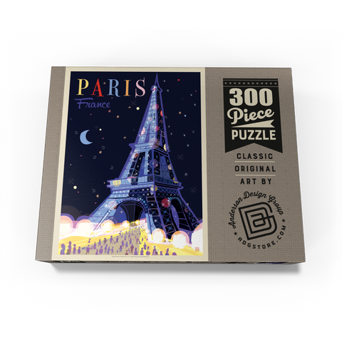 France: Paris, Eiffel Tower At Night (Mod Design), Vintage Poster 300 Jigsaw Puzzle box view3