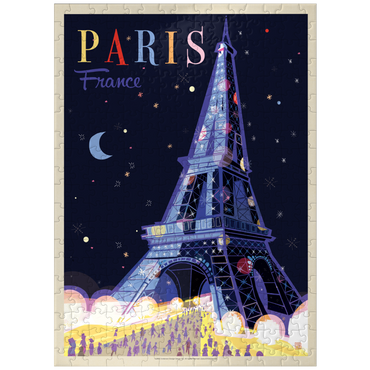 puzzleplate France: Paris, Eiffel Tower At Night (Mod Design), Vintage Poster 300 Jigsaw Puzzle