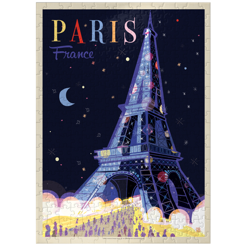 puzzleplate France: Paris, Eiffel Tower At Night (Mod Design), Vintage Poster 300 Jigsaw Puzzle