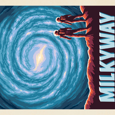 Milky Way Galaxy, Vintage Poster 100 Jigsaw Puzzle 3D Modell