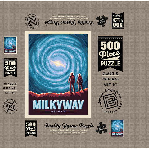 Milky Way Galaxy, Vintage Poster 500 Jigsaw Puzzle box 3D Modell