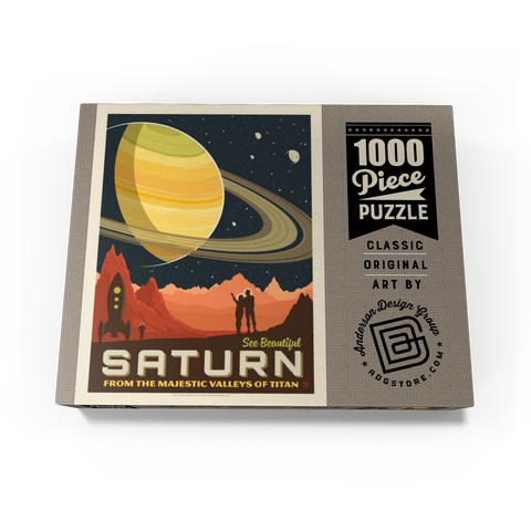 Saturn: From The Valleys Of Titan, Vintage Poster 1000 Jigsaw Puzzle box view3