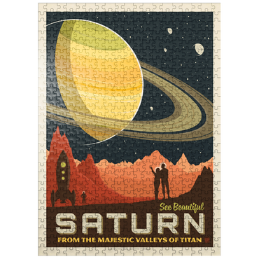 puzzleplate Saturn: From The Valleys Of Titan, Vintage Poster 500 Jigsaw Puzzle