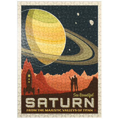 puzzleplate Saturn: From The Valleys Of Titan, Vintage Poster 500 Jigsaw Puzzle