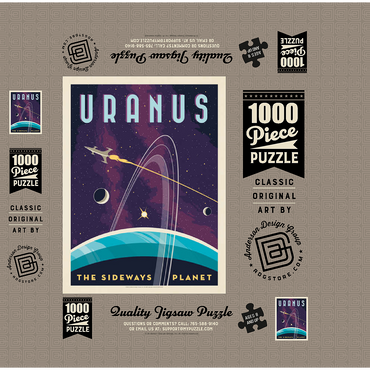 Uranus: The Sideways Planet, Vintage Poster 1000 Jigsaw Puzzle box 3D Modell
