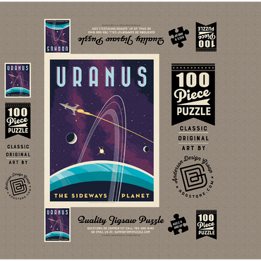 Uranus: The Sideways Planet, Vintage Poster 100 Jigsaw Puzzle box 3D Modell