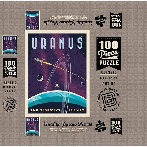 Uranus: The Sideways Planet, Vintage Poster 100 Jigsaw Puzzle box 3D Modell