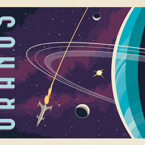 Uranus: The Sideways Planet, Vintage Poster 500 Jigsaw Puzzle 3D Modell