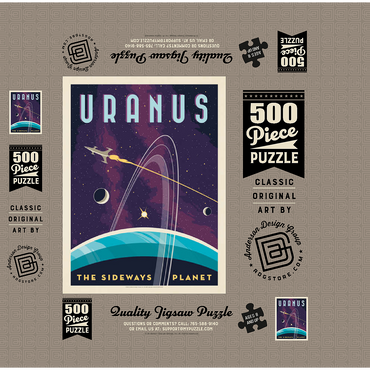 Uranus: The Sideways Planet, Vintage Poster 500 Jigsaw Puzzle box 3D Modell
