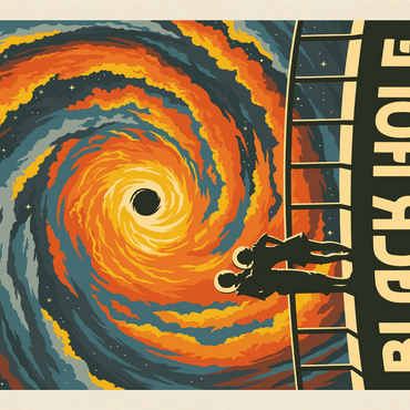 Black Hole: An Irresistible Attraction, Vintage Poster 1000 Jigsaw Puzzle 3D Modell