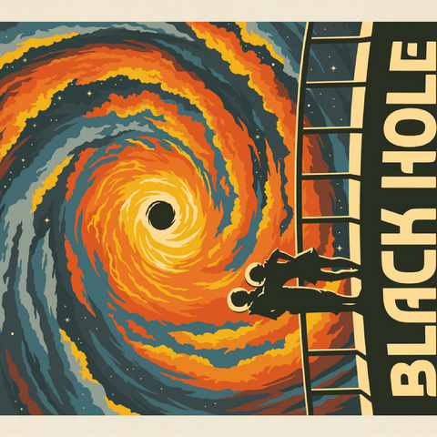 Black Hole: An Irresistible Attraction, Vintage Poster 100 Jigsaw Puzzle 3D Modell
