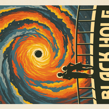 Black Hole: An Irresistible Attraction, Vintage Poster 500 Jigsaw Puzzle 3D Modell