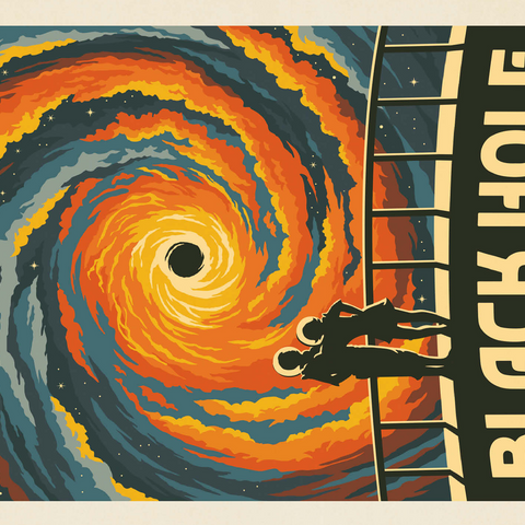 Black Hole: An Irresistible Attraction, Vintage Poster 500 Jigsaw Puzzle 3D Modell