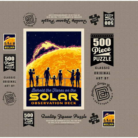 Solar Flare, Vintage Poster 500 Jigsaw Puzzle box 3D Modell